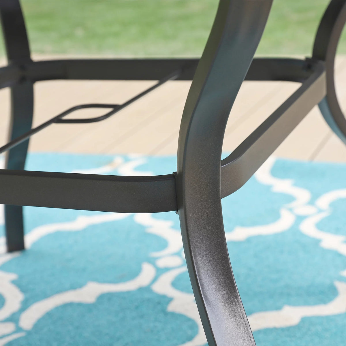 Metal Steel Slat 37 inch Dining Table with Umbrella Hole M417634