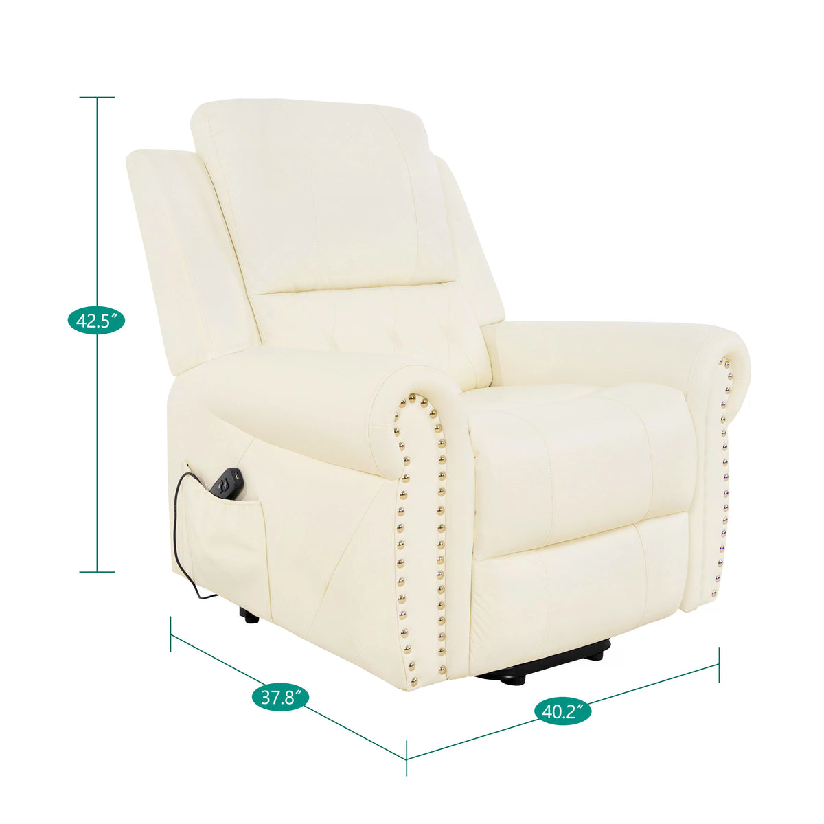 Oversized Leather Power Lift Recliner Chair with Footrest A302