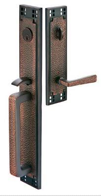 Oil Rubbed Bronze Full Length Tubular Entry Handleset Hammered Lever H535011