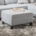 Light Grey Tufted Rectangular Ottoman D5551