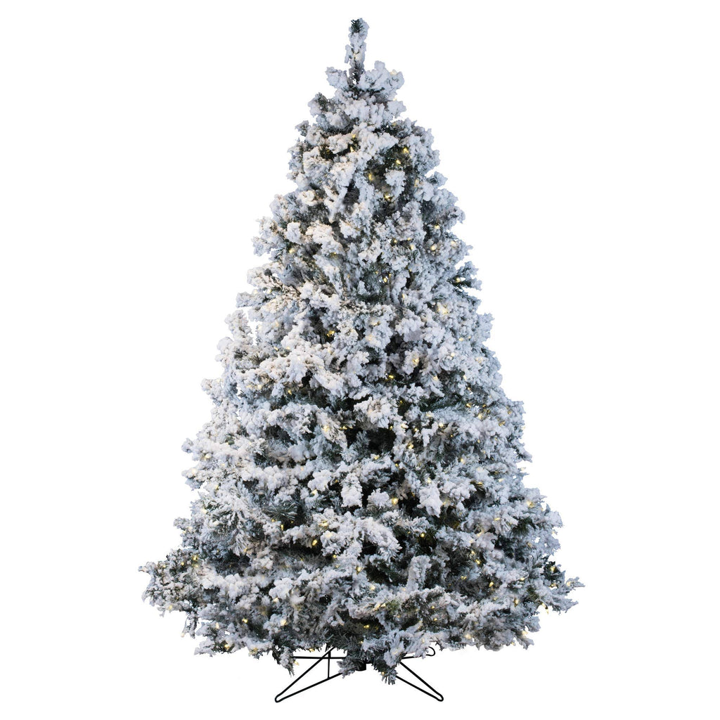 7.5 ft Flocked Alaskan Tree with 900 Warm White LED Lights T4549