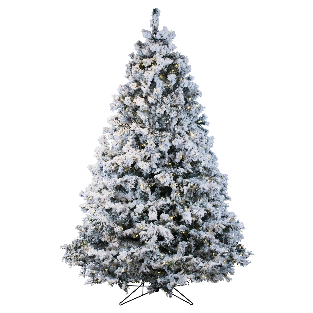7.5 ft Flocked Alaskan Tree with 900 Warm White LED Lights T4549