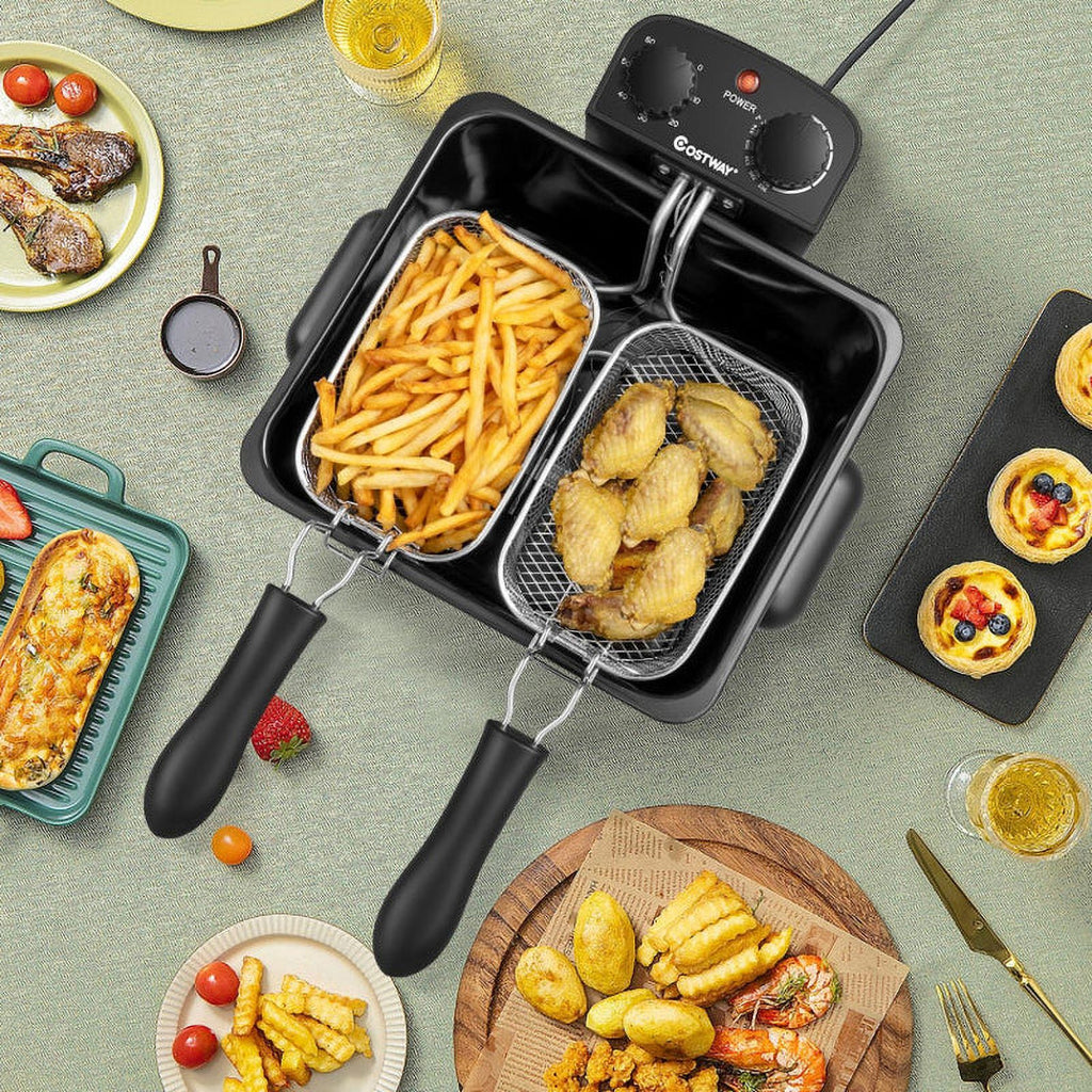 5.3Qt Stainless Steel Electric Deep Fryer with Triple Basket P24462