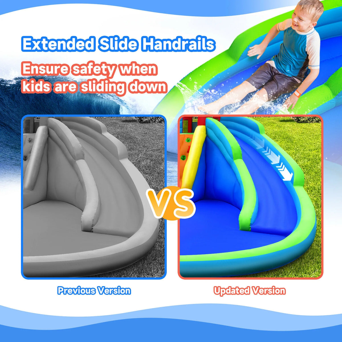 Inflatable Waterslide Bounce House with Handrail U568649
