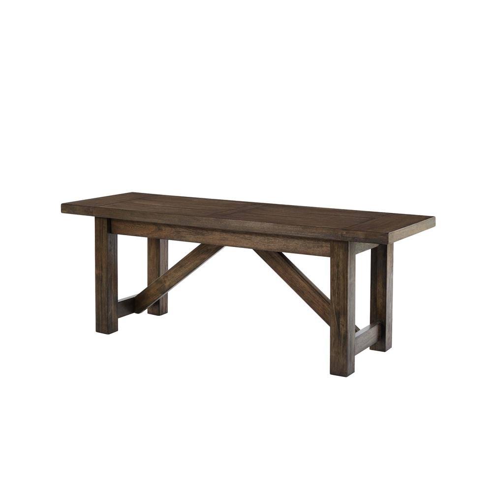 Smoke Brown Wood Backless Dining Bench C334584