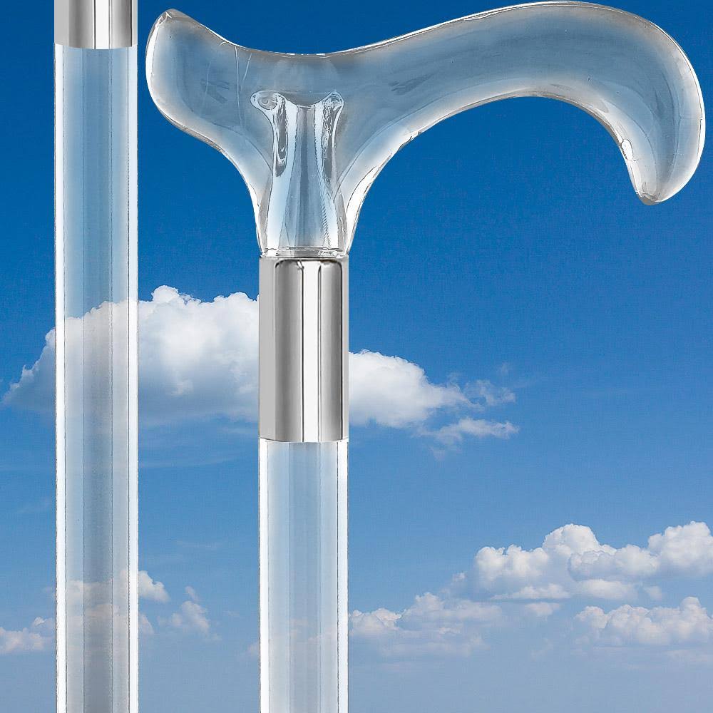 Clear Lucite Handle Walking Cane T37848