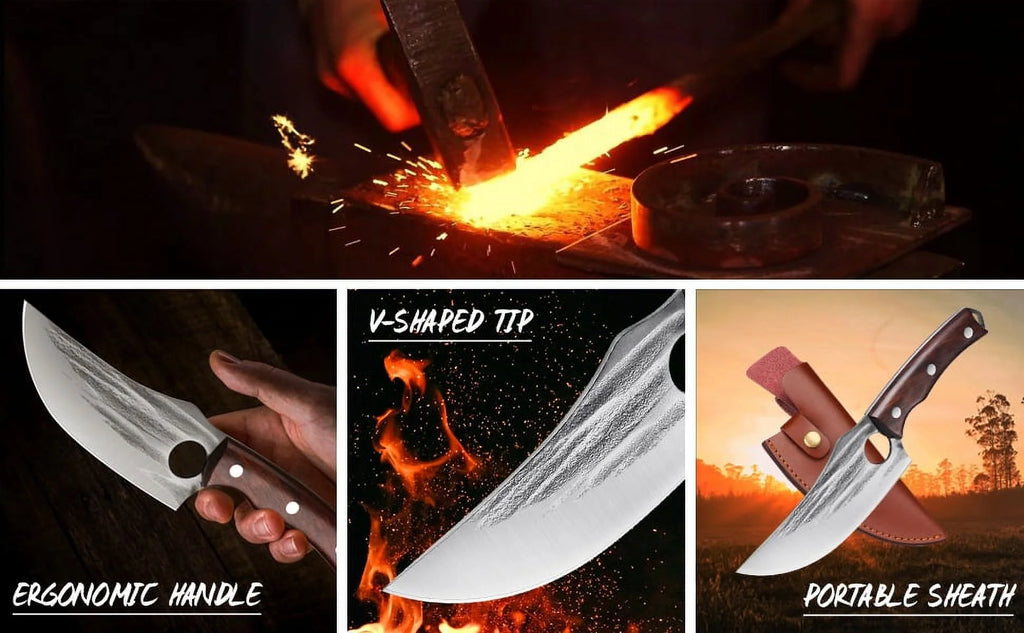 5.5 inch Full Tang High Carbon Steel Butcher Knife with Sheath X207636