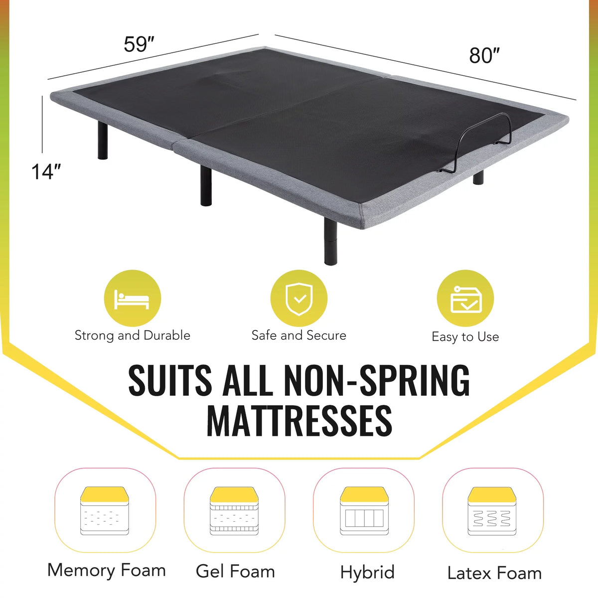 Queen Size Motorized Bed Frame with Remote Control N71191