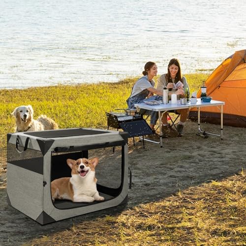 30 Inch Light Grey Collapsible Soft Dog Crate D28882