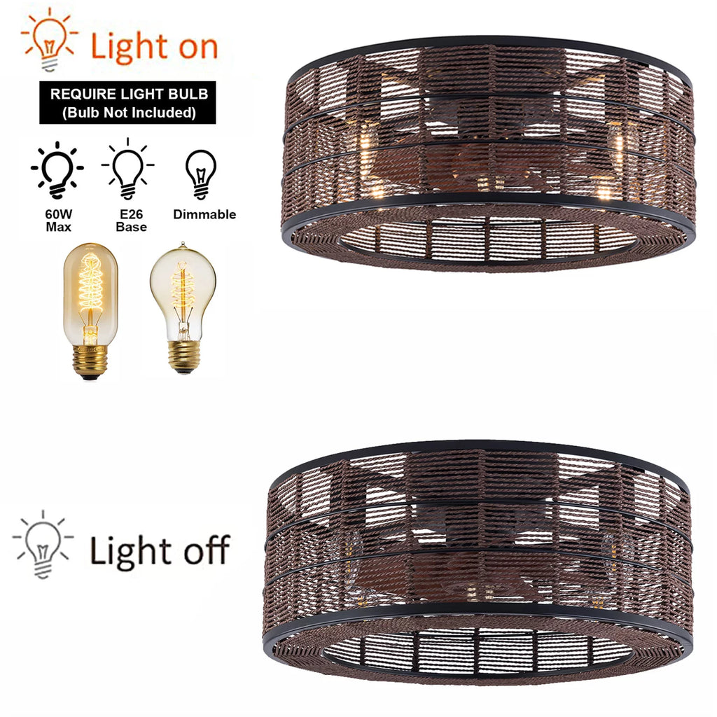 18.5 Inch Black Caged Ceiling Fan with Light F1782