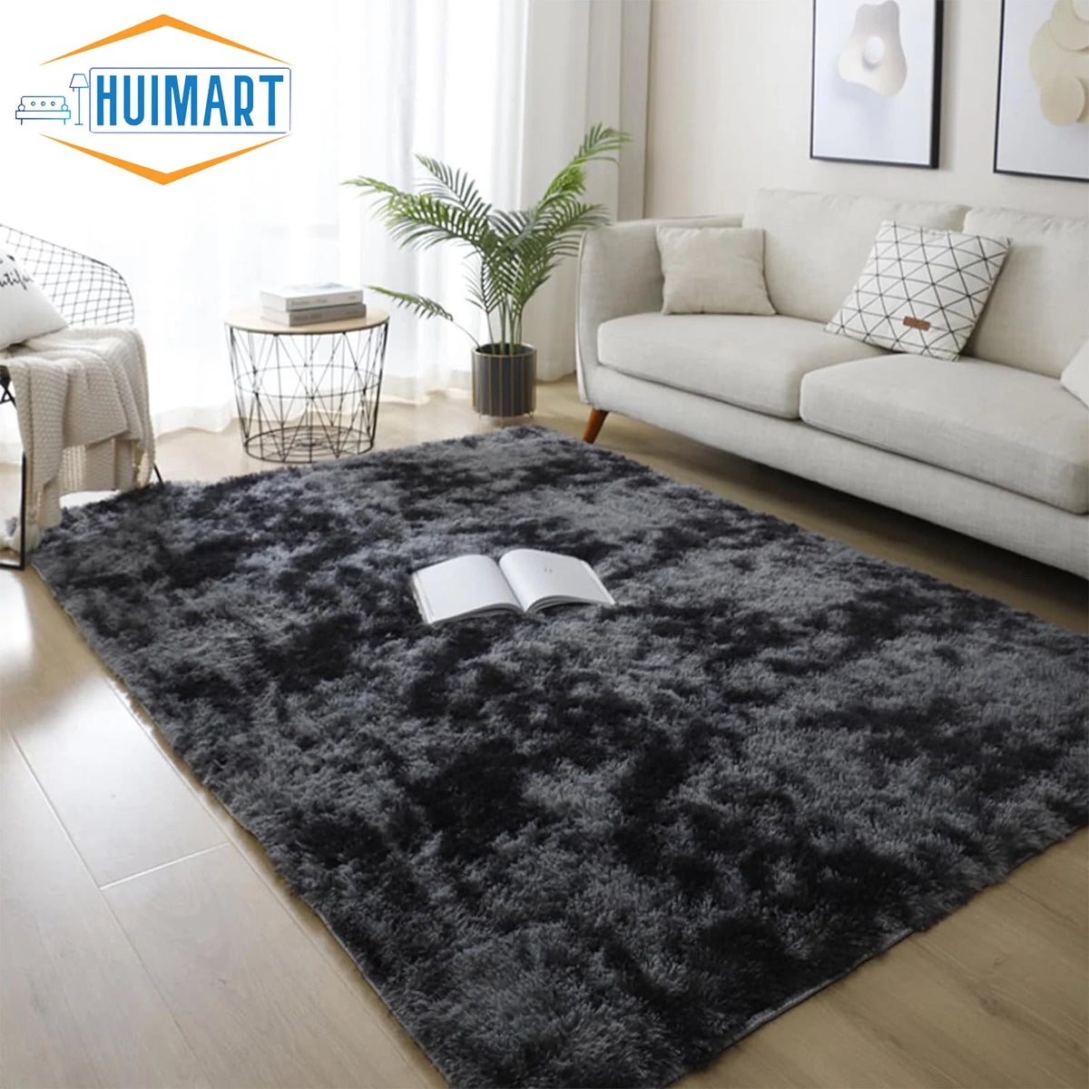 5 x 7 ft Charcoal Gray Shaggy Area Rug P78971
