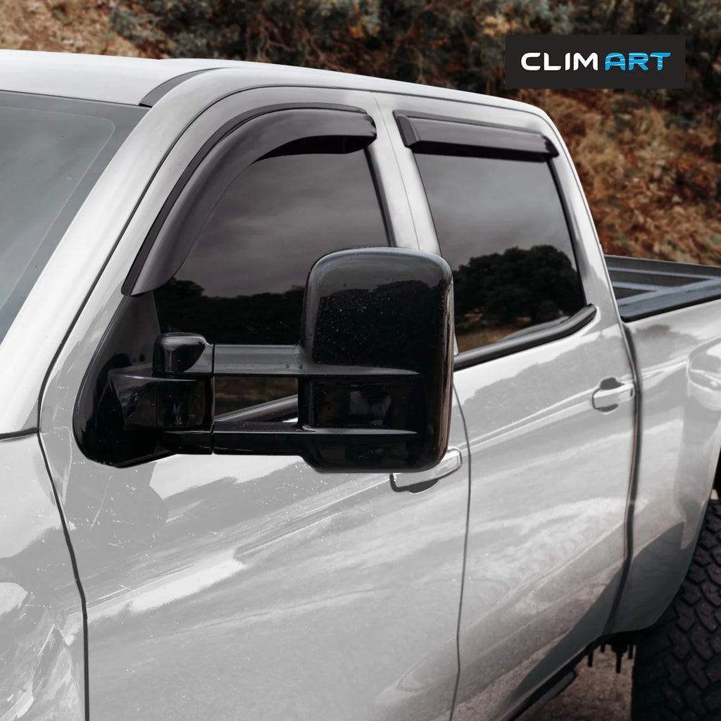 Rain Guards for Chevrolet Silverado 2014-2018 Crew Cab, Tape-on Window Deflectors, 4 pcs. W872637