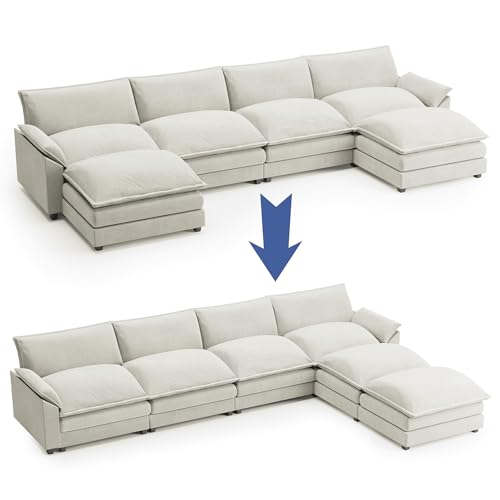 Dark Grey Chenille U Shaped Modular Sofa with Ottoman E303