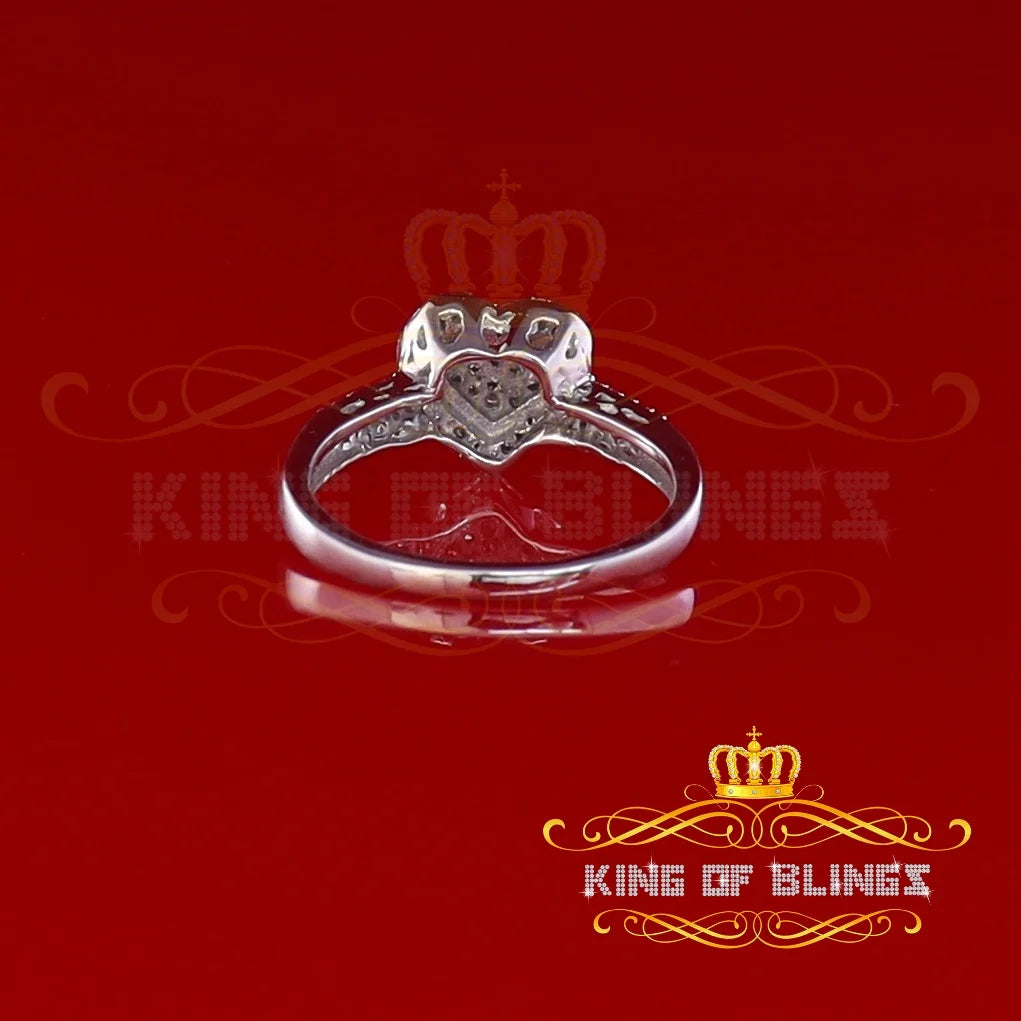 0.25 CT Real Diamond 925 Sterling Silver White Heart Ring Size 7 P58707