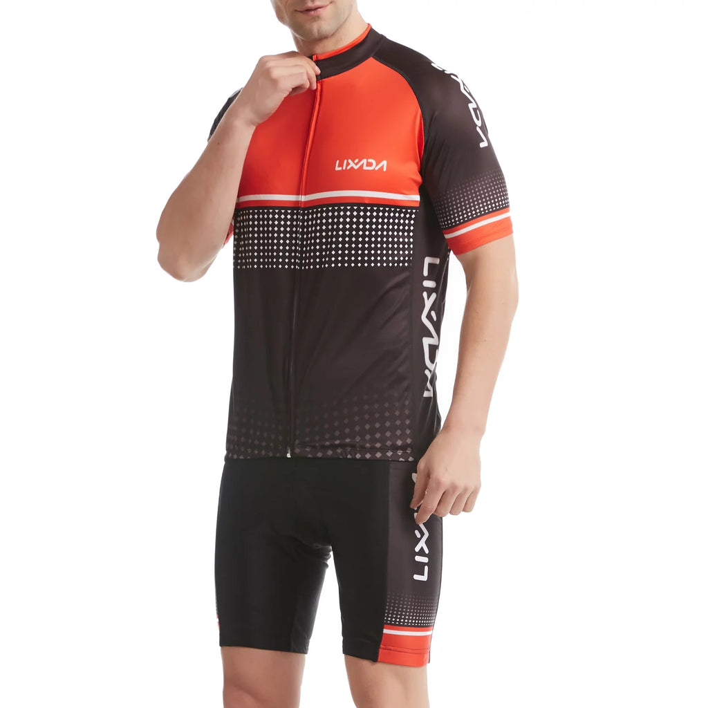Breathable Quick-Dry Short Sleeve Cycling Jersey and Padded Shorts Set D935