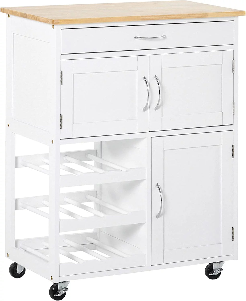 Rolling Kitchen Island with Wine Rack and Drawer B137