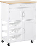 Rolling Kitchen Island with Wine Rack and Drawer B137