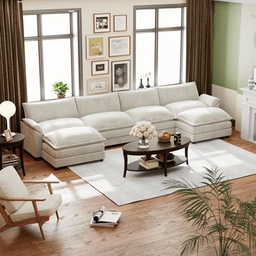 Dark Grey Chenille U Shaped Modular Sofa with Ottoman E303