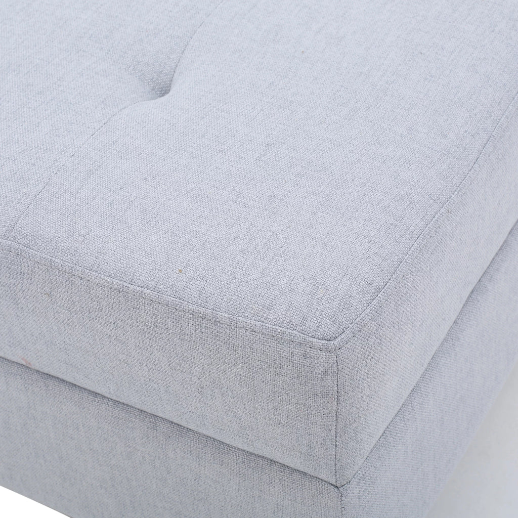 Light Grey Tufted Rectangular Ottoman D5551