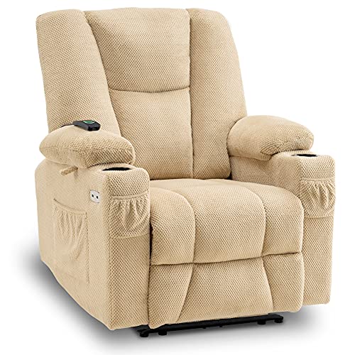 Brown Fabric Power Recliner Chair with Heat and Vibration Massage L642106