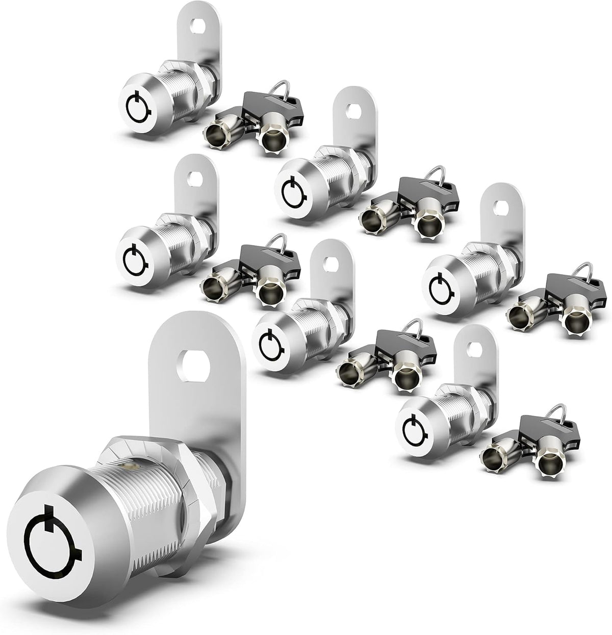 6 Pack 1-1/8 Inch Keyed Alike Zinc Alloy Cam Lock G640293
