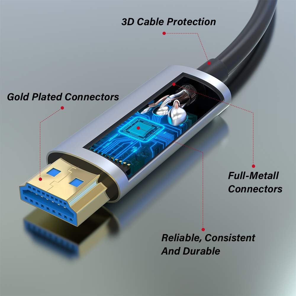50ft Fiber Optic HDMI Cable 4K@60Hz HDR ARC 18Gbps M6639