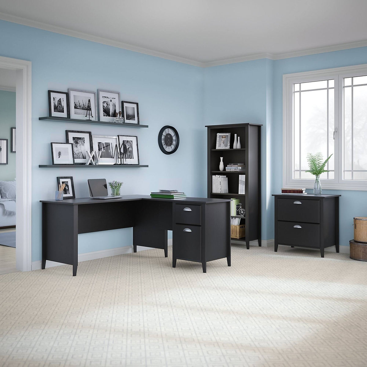 60W L Desk with Bookcase and Lateral File E309684