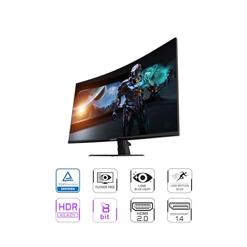 31.5" 165Hz 1440P Curved Gaming Monitor, VA 1500R Display, Black H36262
