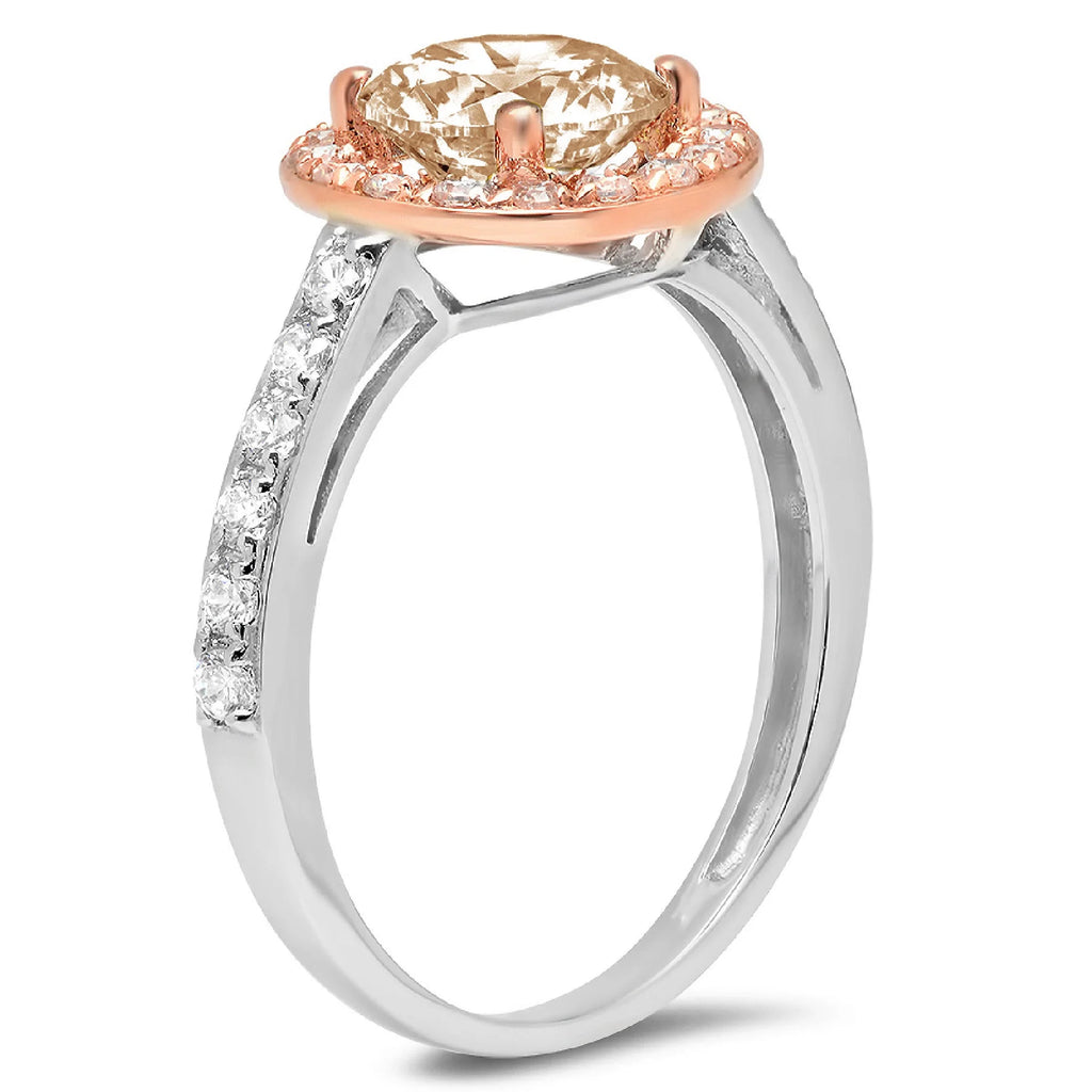 Champagne Simulated Diamond Halo Ring J697056