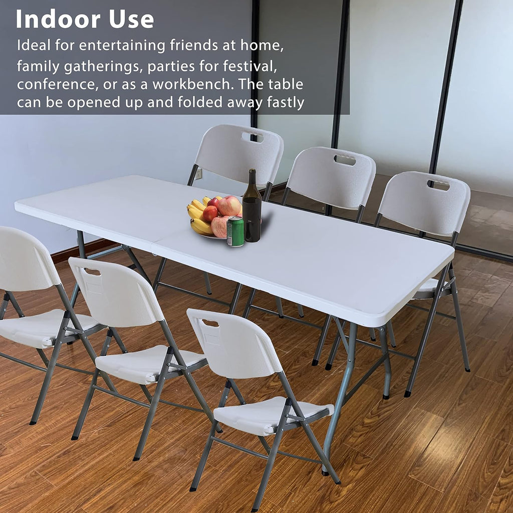 4 ft Folding Plastic Table White J635044