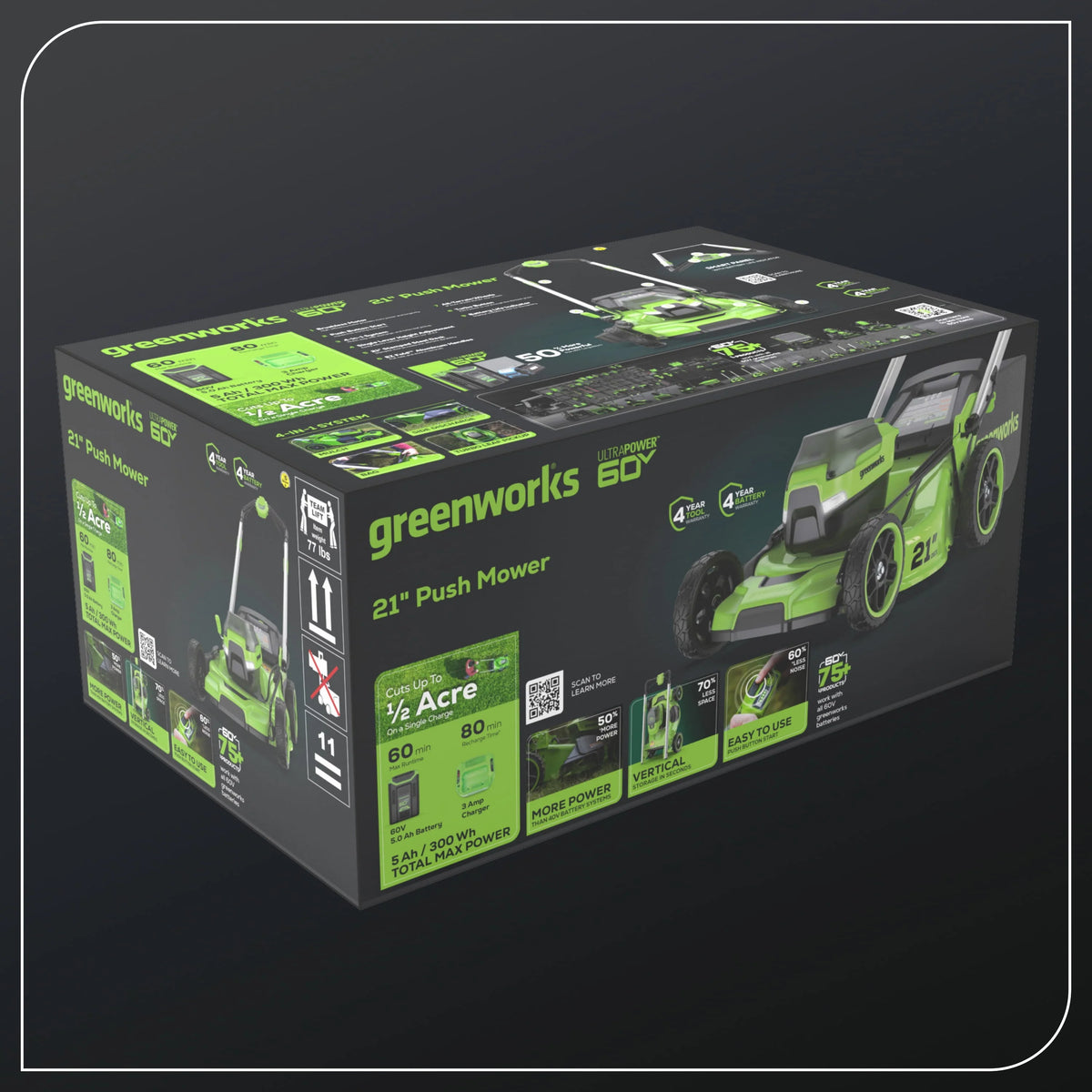 60V 21 Push Lawn Mower with Battery & Charger J3528