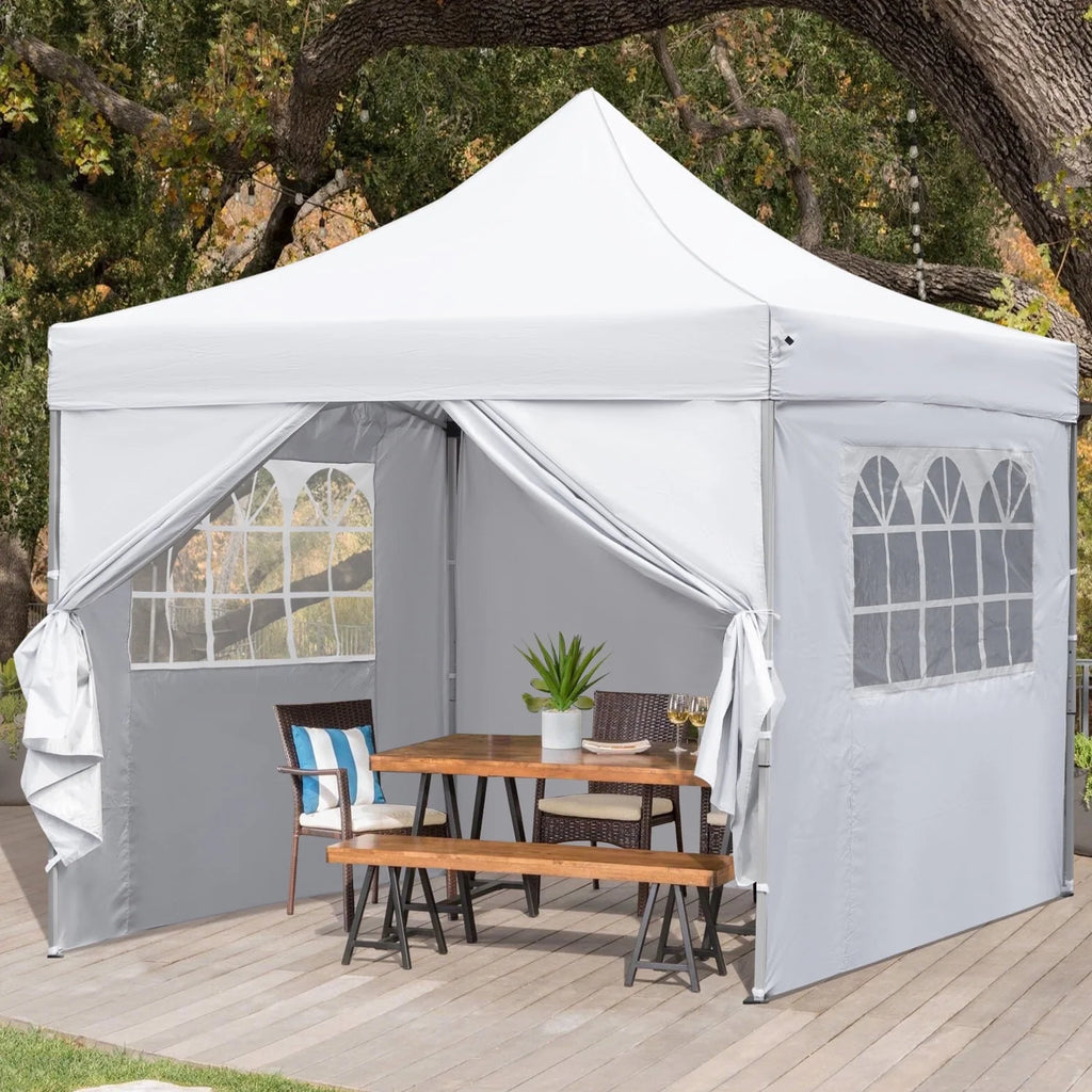 10' x 10' Pop up Canopy Tent with 4 Side Panels, White A820