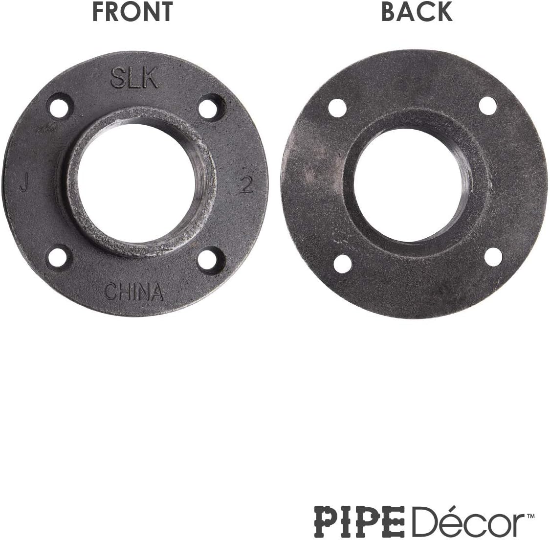 2 Inch Malleable Cast Iron Floor Flange 4 Pack, Steel Grey T5277