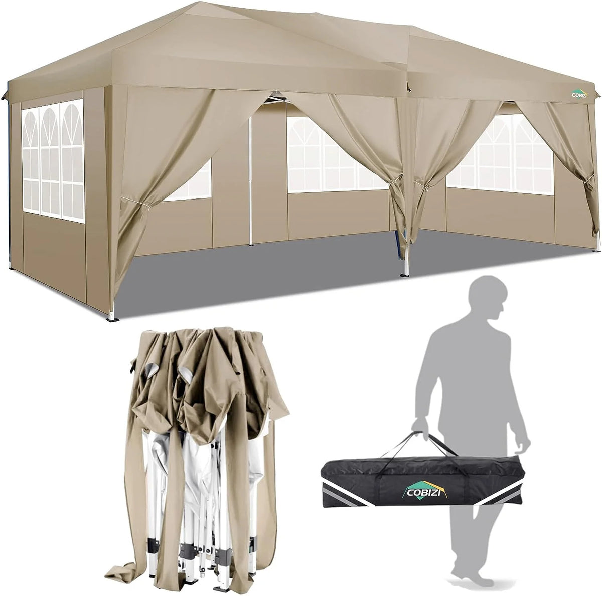 10x20 Pop up Canopy Tent with 6 Removable Sidewalls R961