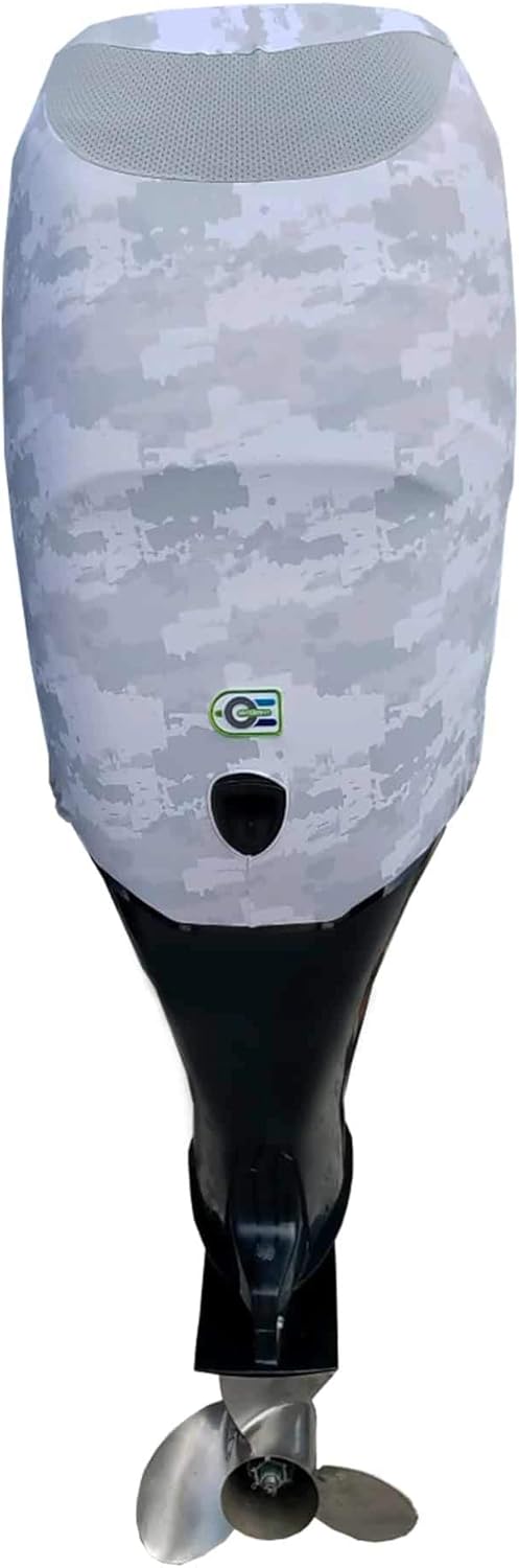 Grey Digital Camo Outboard Motor Cover W848