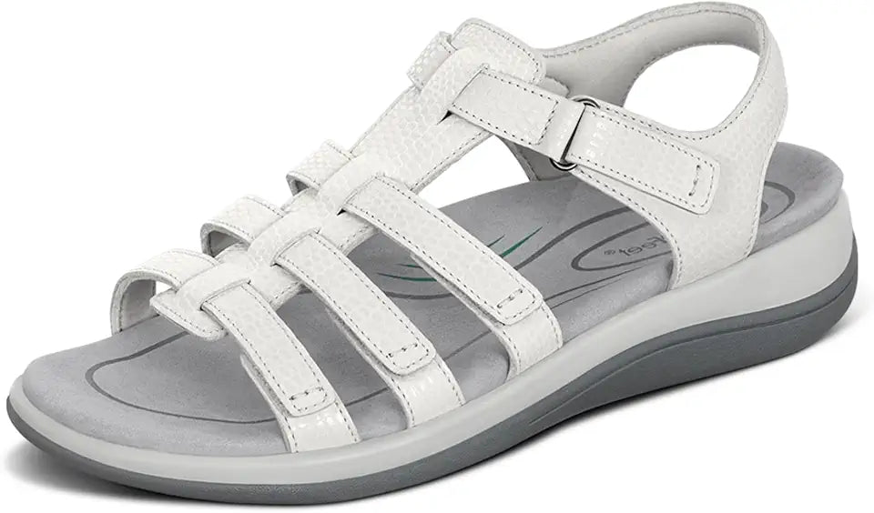 White Leather Adjustable Orthopedic Sandals Y8854