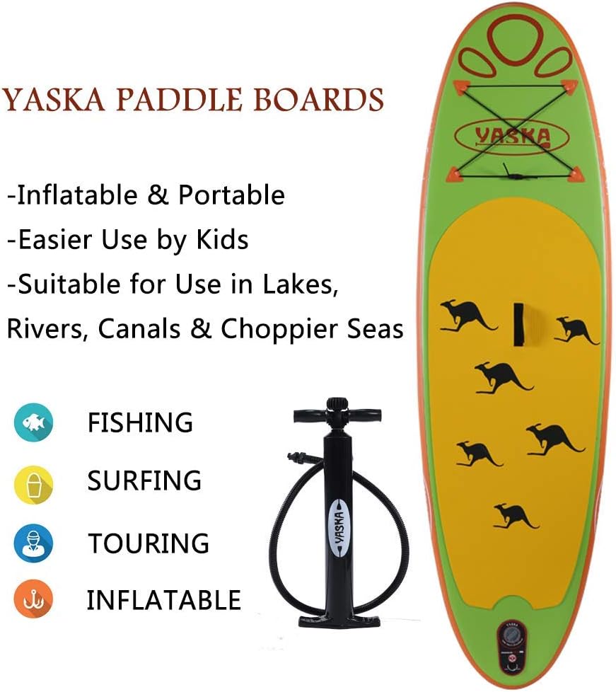 Kids Inflatable Stand Up Paddle Board with Hand Pump, Adjustable Aluminum Floating Paddle, Repair Kit, Rucksack and Bottom Fin G789326