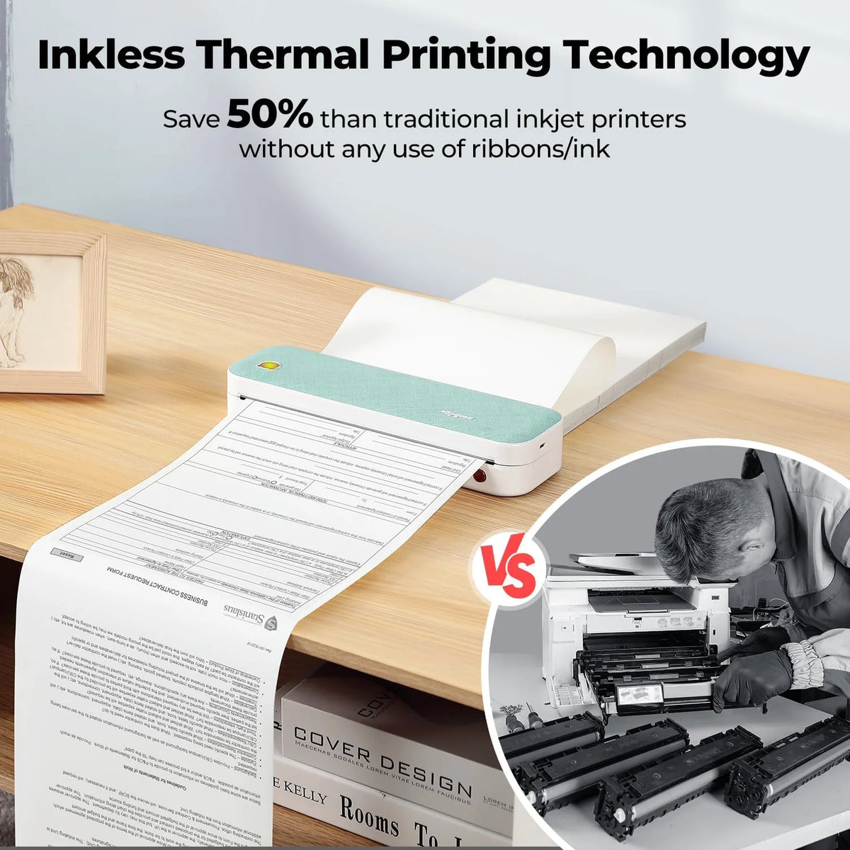 Green Wireless Thermal Inkless Printer O488439