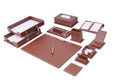 14 PCS Brown Bonded Leather Desk Organizer Set S28210