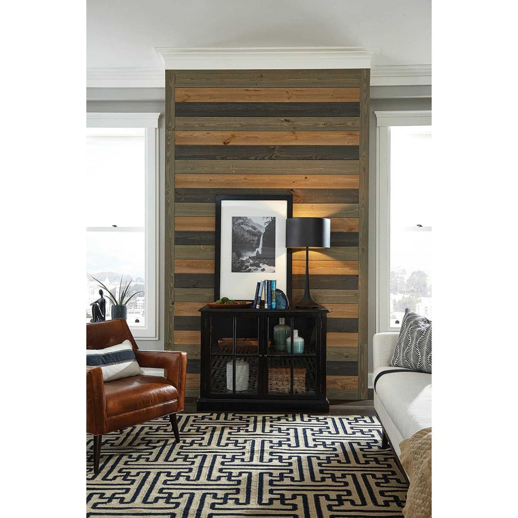 5.375-in x 8-ft Finished Brown Pine Shiplap Wall Plank U2874