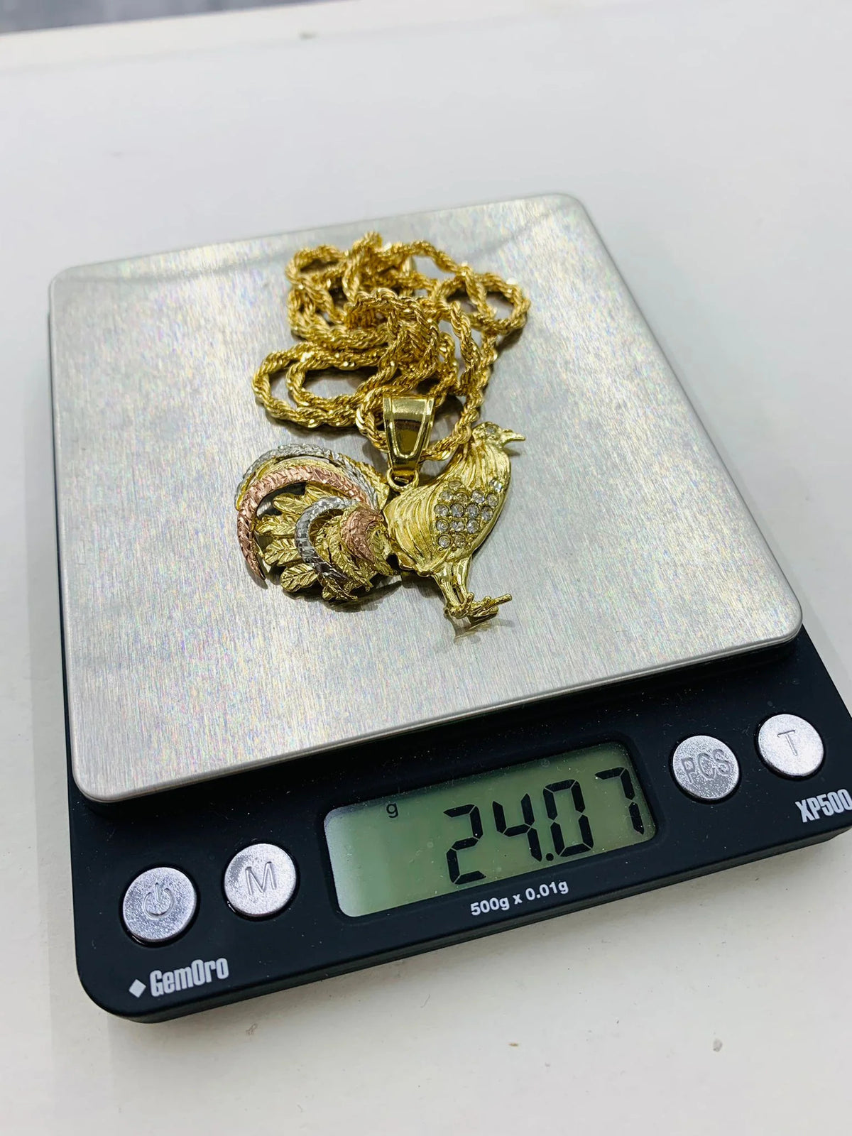 18K Gold Filled Chicken Rooster Pendant Necklace 24" G92936