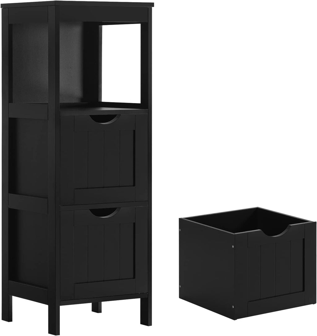 White 3 Removable Drawers Bathroom Floor Cabinet O19550