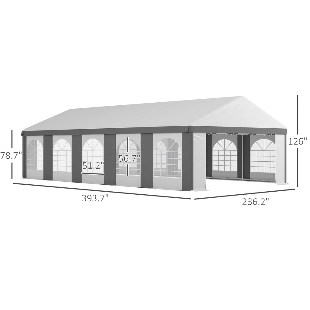 20' x 33' Heavy-duty Large Tent with Sidewalls, Gray F7370