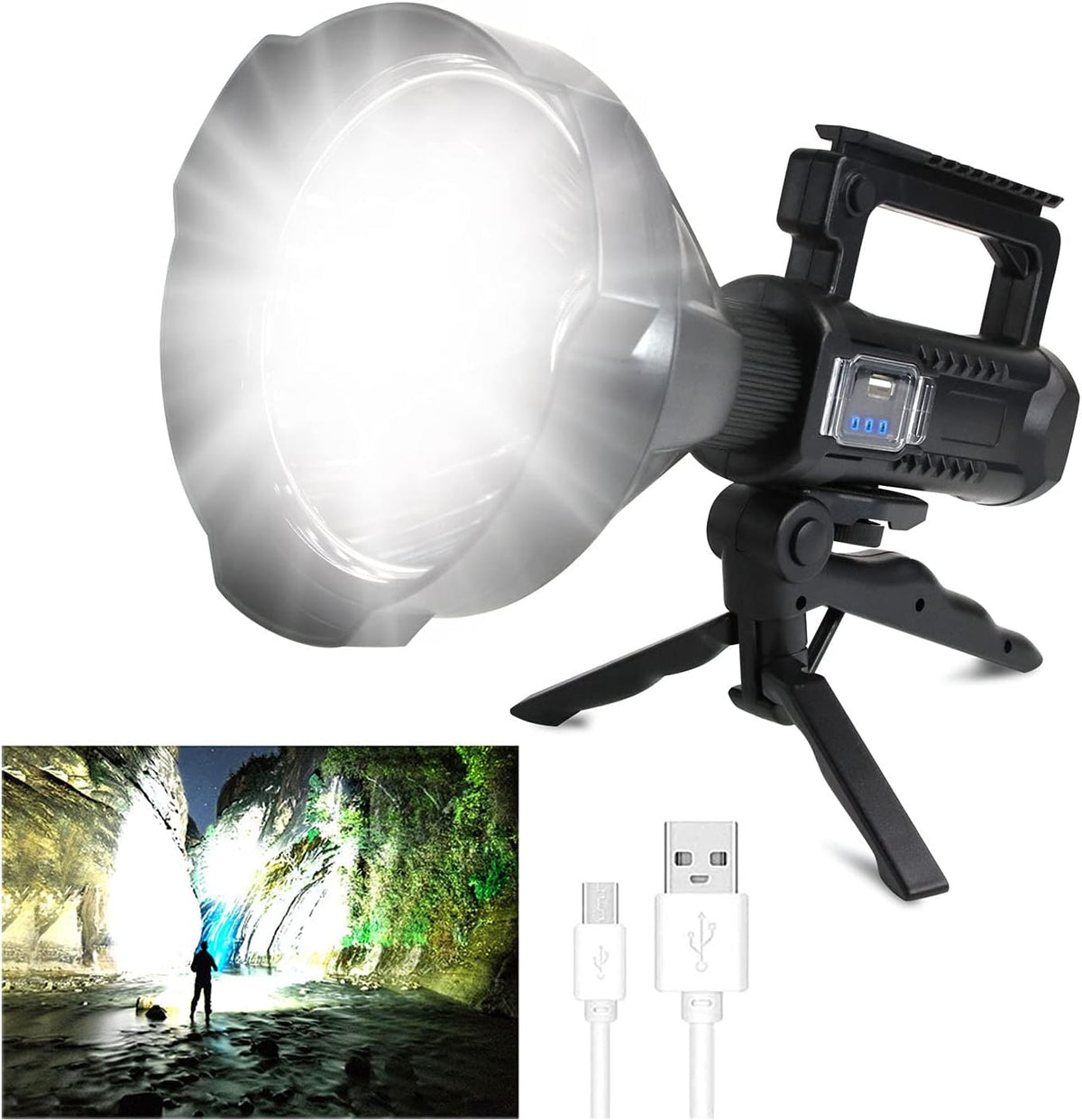 Rechargeable LED Spotlight Flashlight 90000 High Lumens IPX5 Waterproof N847