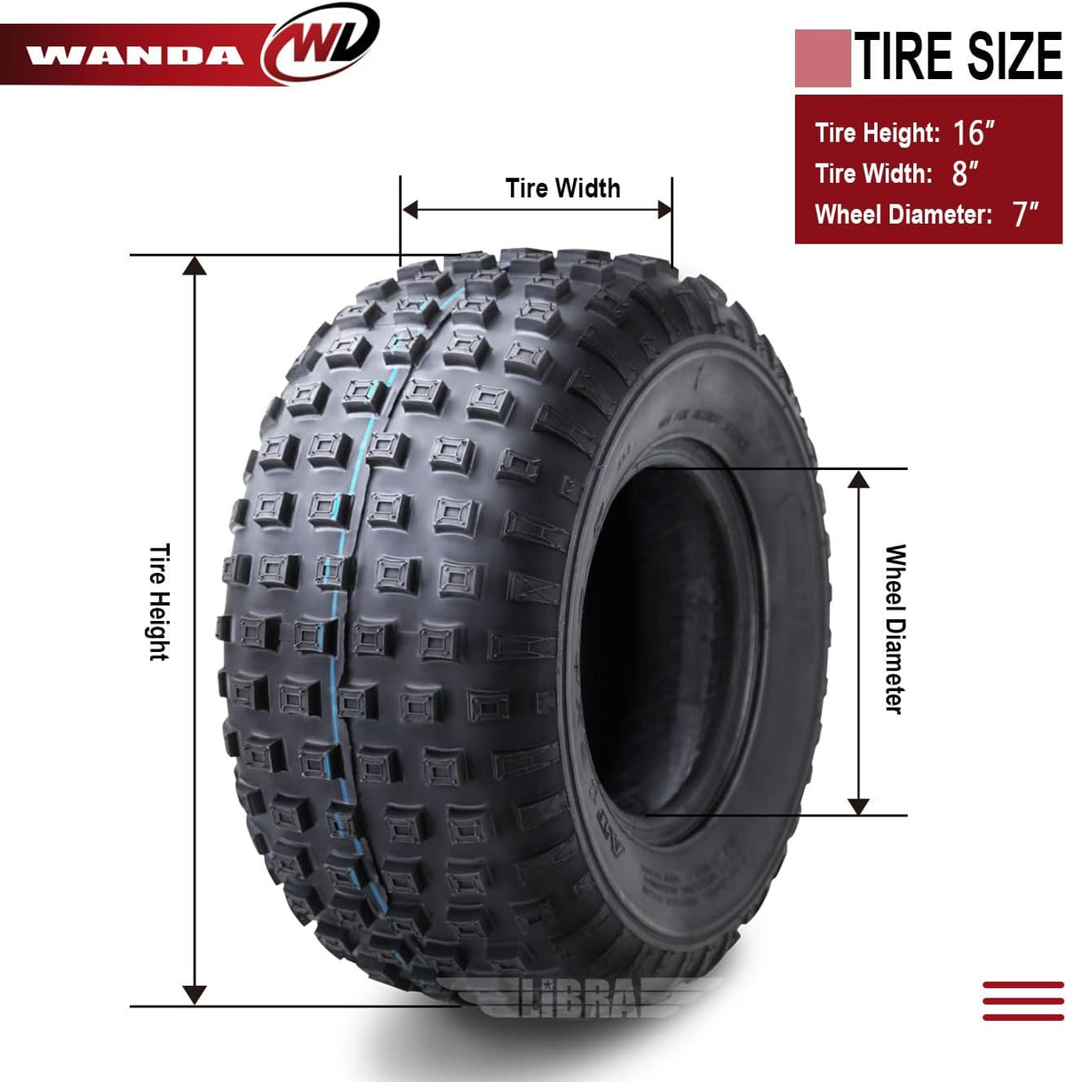 Set of 4 16x8-7 4PR ATV Tires Y1999