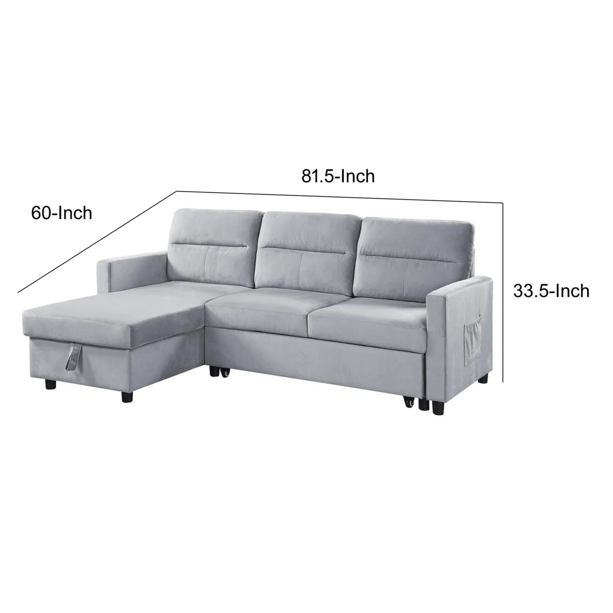 Gray Reversible Sleeper Sofa with Chaise B3987
