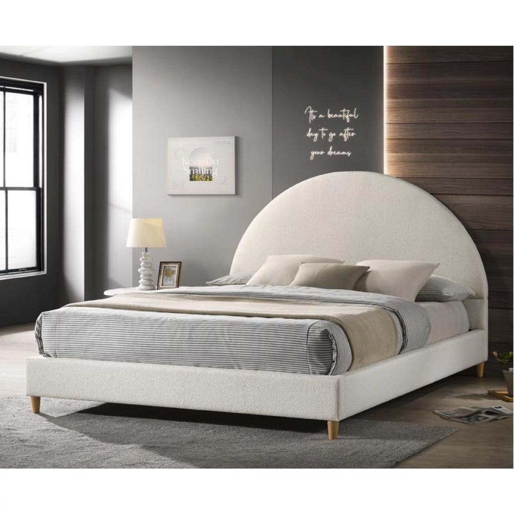 Queen Boucle Arched Headboard Platform Bed M81520