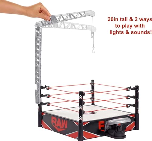WWE Wrekkin' Kickout Ring Playset with Launcher, Crane, Championship, 13-inch x 20-inch V115563