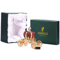 Hand Painted Royal Crown Carriage Ornament Trinket Box with 24K Gold and Red Crystals Z948936