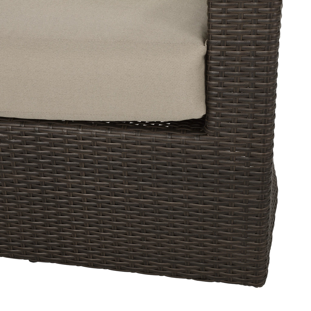 Mixed Brown and Mixed Khaki Wicker Swivel Club Chair N2052